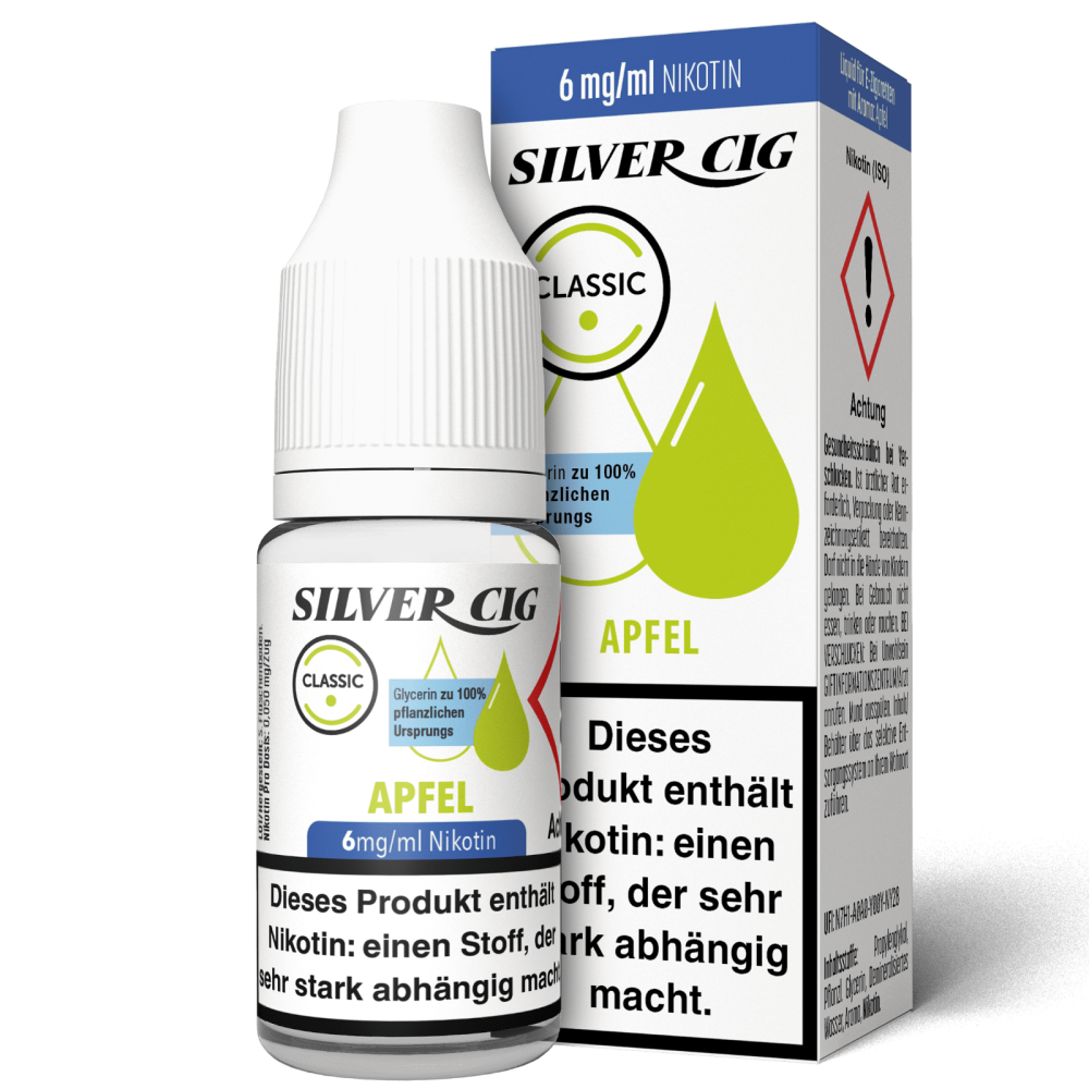 E-Liquid Silver Cig " Appel "6mg Nikotin 10ml