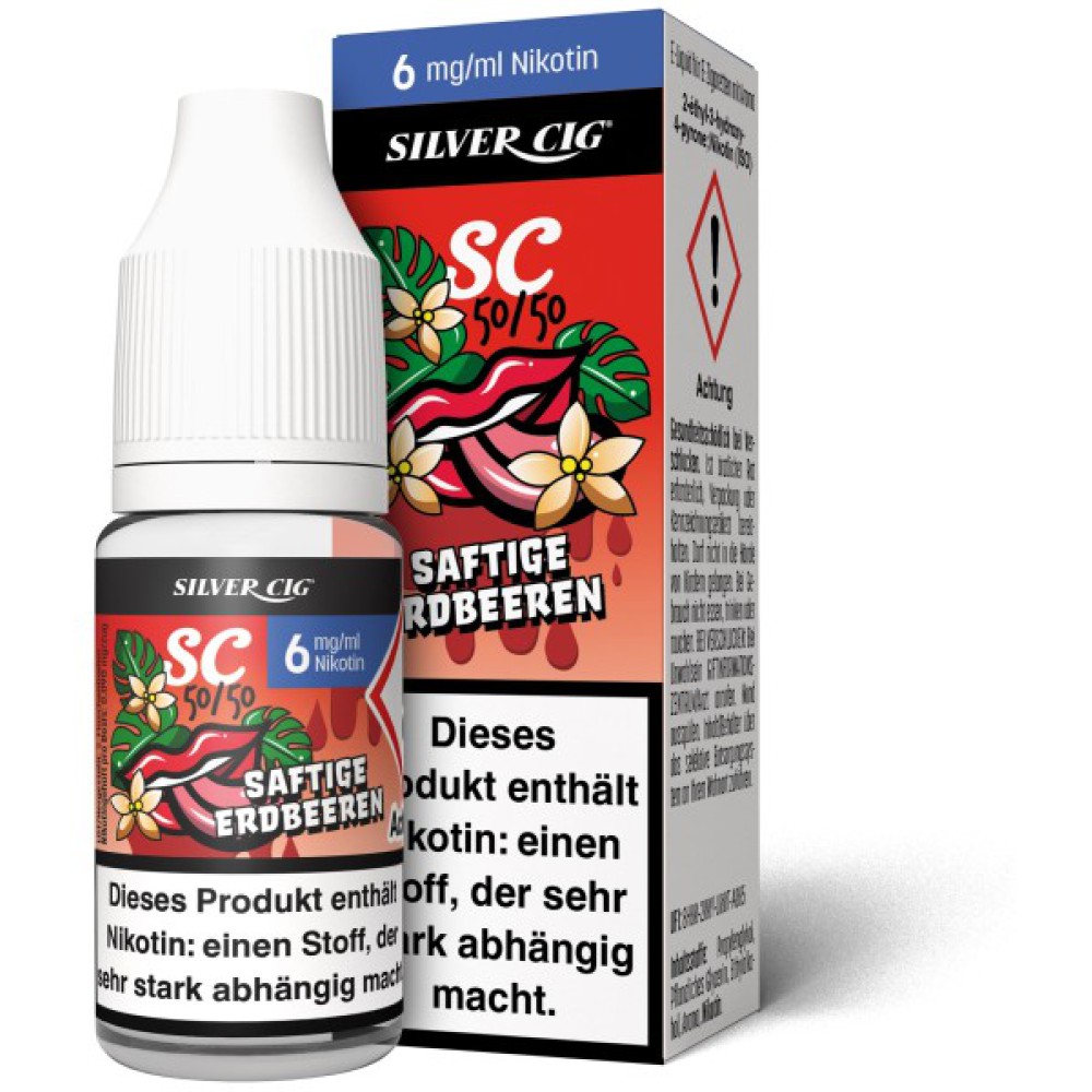 E-Liquid Silver Cig "Saftige Erdbeeren" 6 mg Nikotin 10ml 