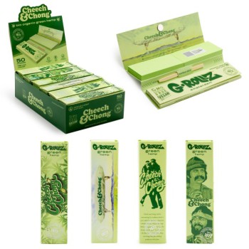 G-ROLLZ | Cheech & Chong(TM) - Organic Green Hemp - 50 KS Papers + Tips (24 Booklets Display)