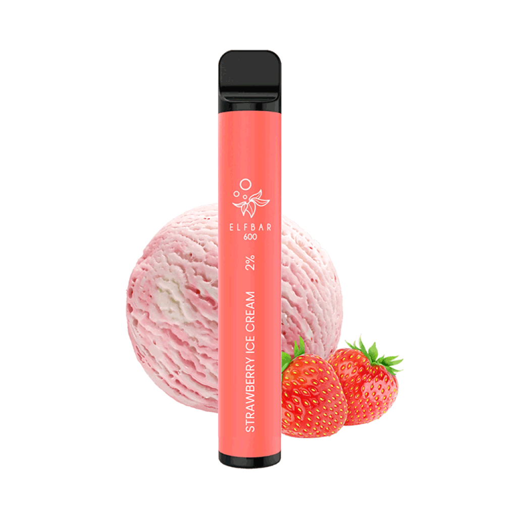 ELFBAR 600 Zuge Strawberry Eis Cream  2% Nicotin mit Steuerbandrolle