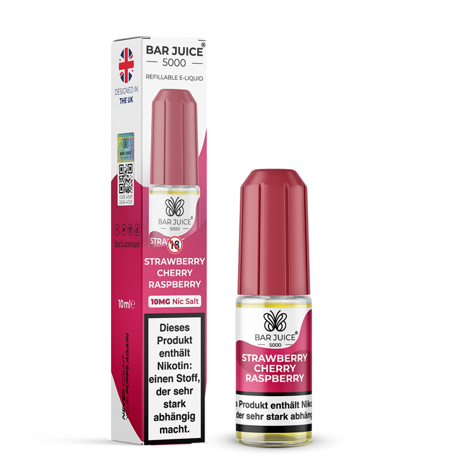 Bar Juice 5000 |Strawberry Cherry Raspberry 10mg Nic Salz Liquid - 10ml 