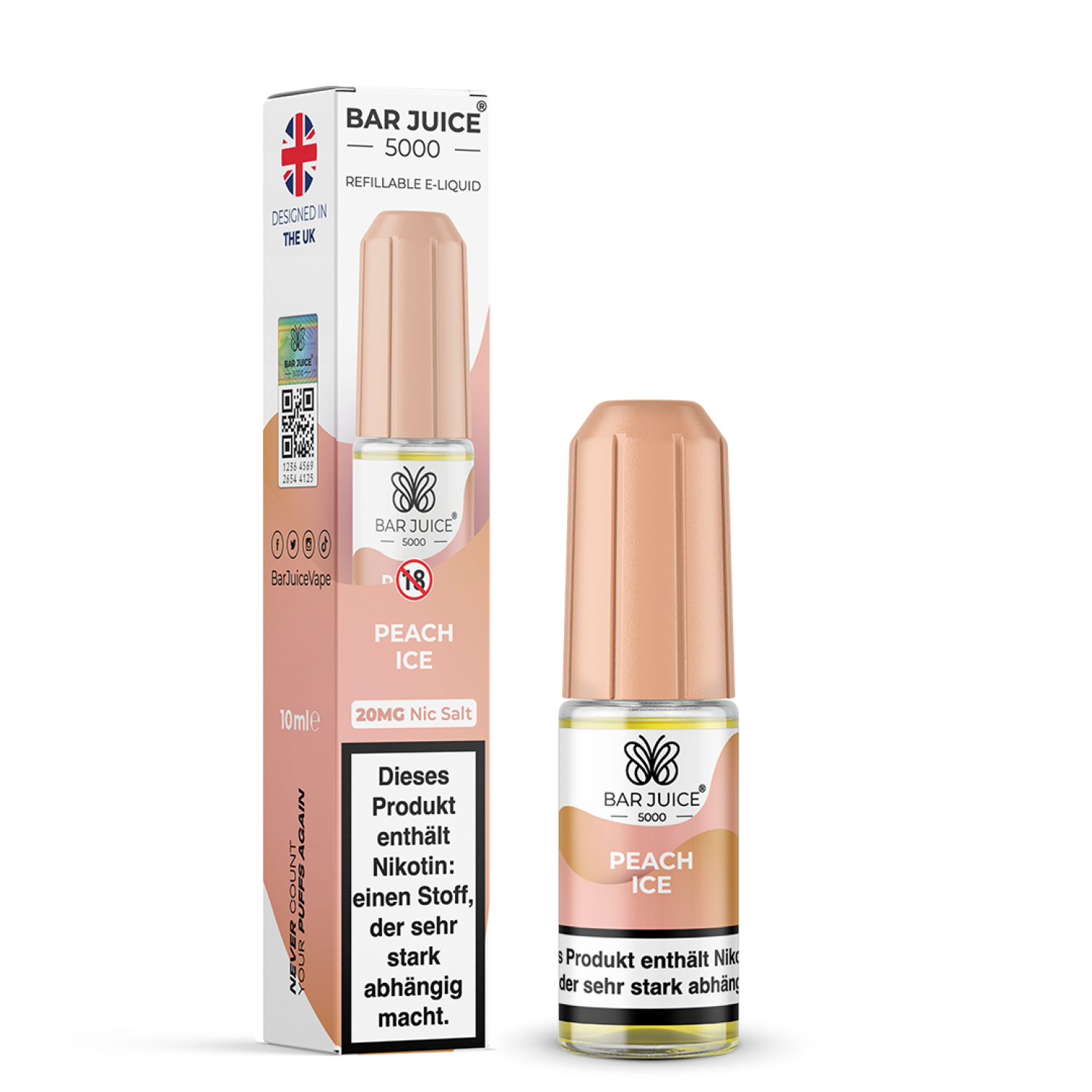 Bar Juice 5000 | 'Peach Ice' 20mg Nic Salz Liquid - 10ml