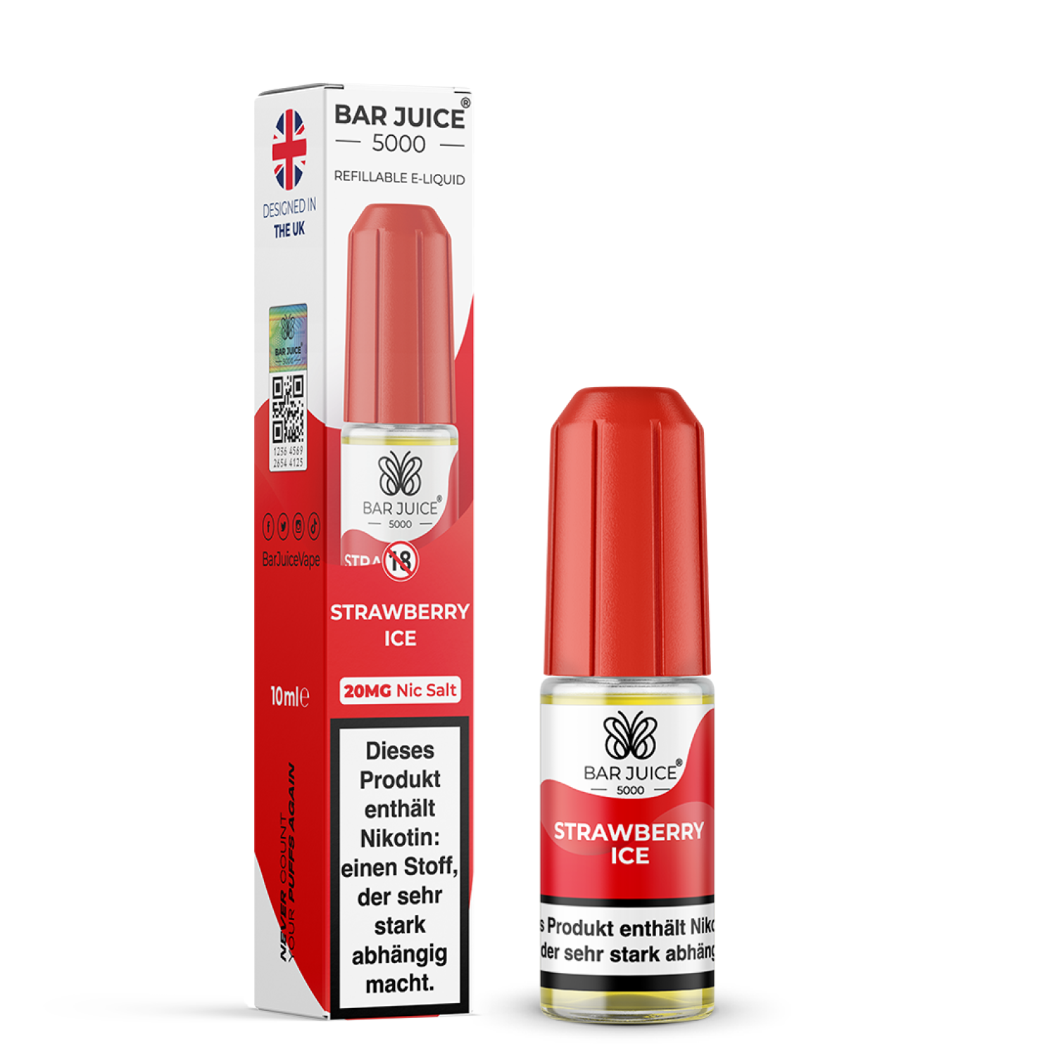 Bar Juice 5000 | 'Strawberry Ice' 20mg Nic Salz Liquid - 10ml