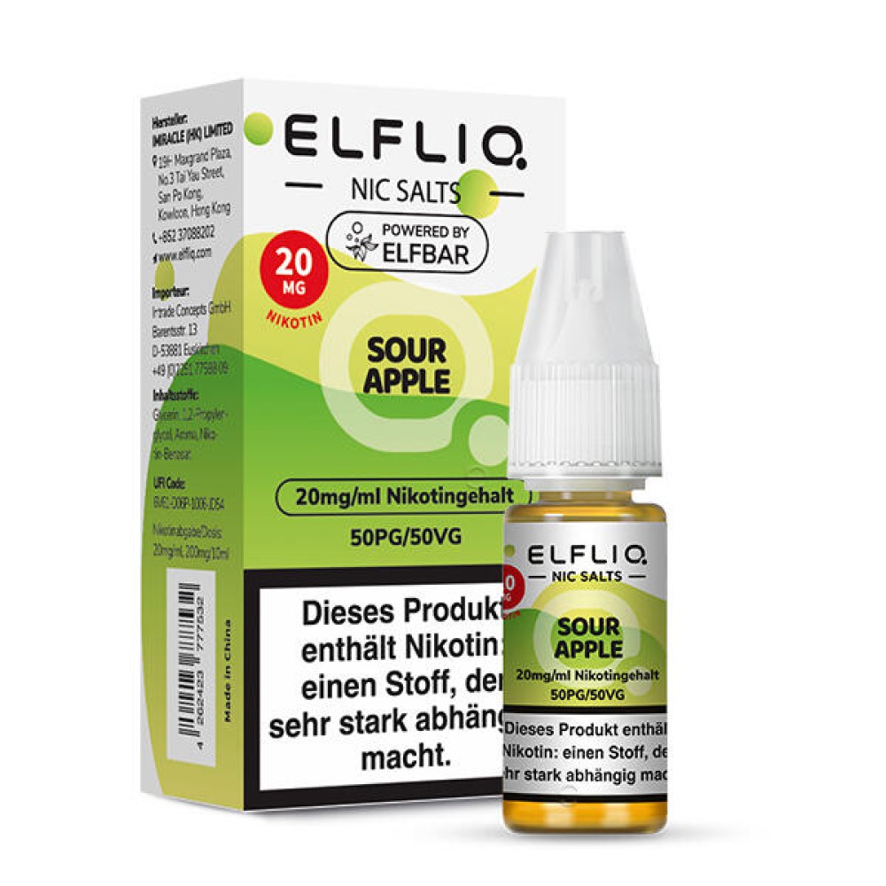 ELFBAR Elfliq 20mg "Sour Apple" Nikotinsalz, Liquid - 10ml