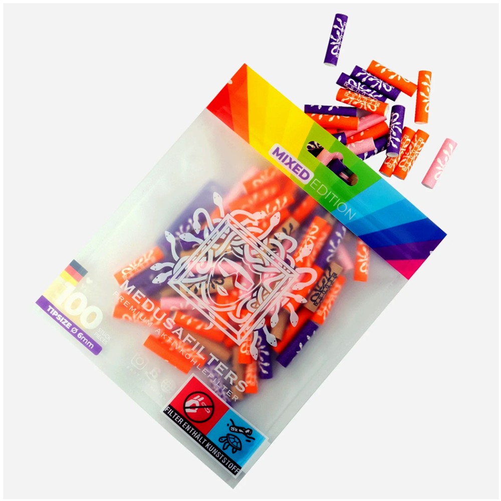 Medusa Aktivkohlefilter Slim Mix Farbe ø 6mm 100er Beutel