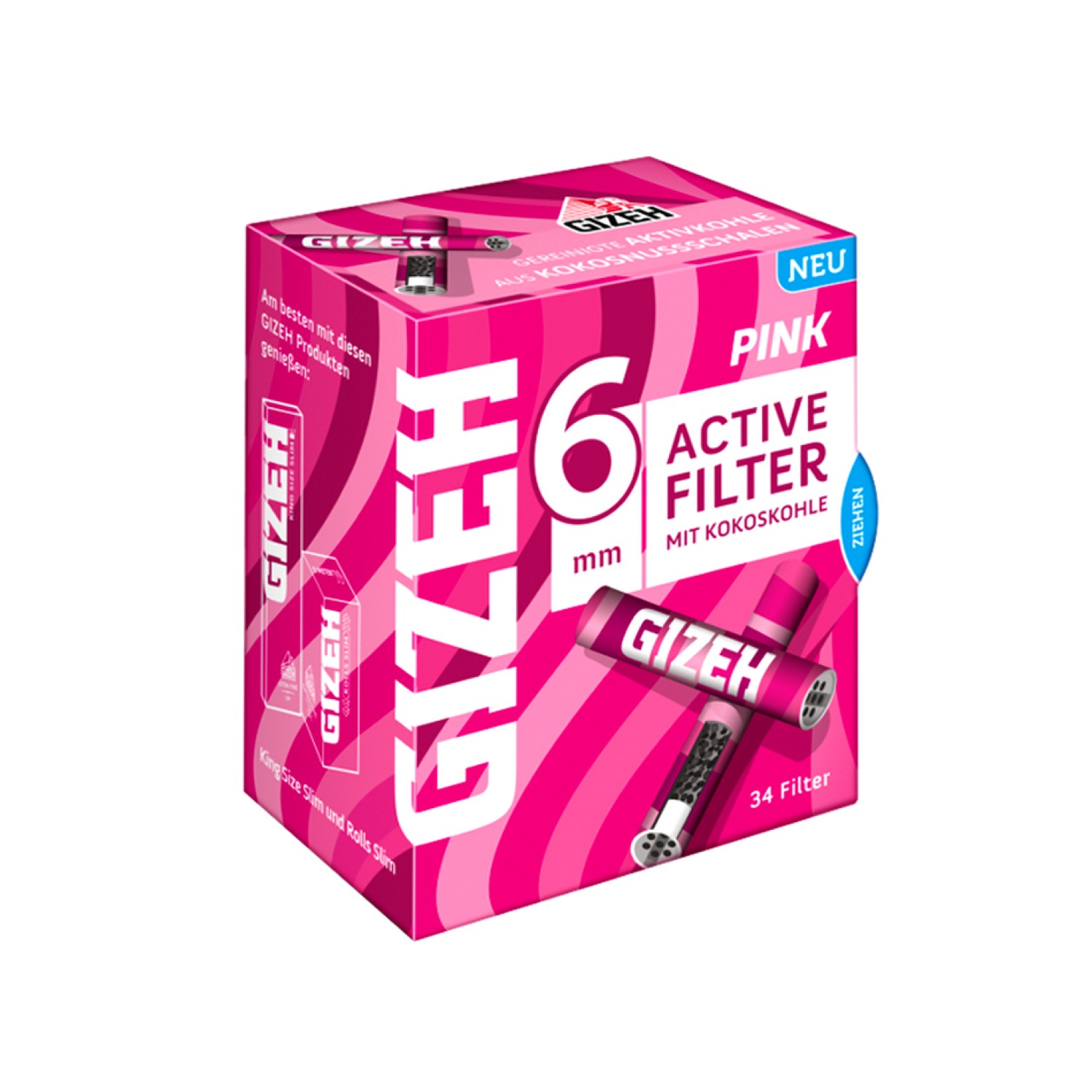 Gizeh Pink Aktive Filter 6mm 34 stück. (10er-Packung)