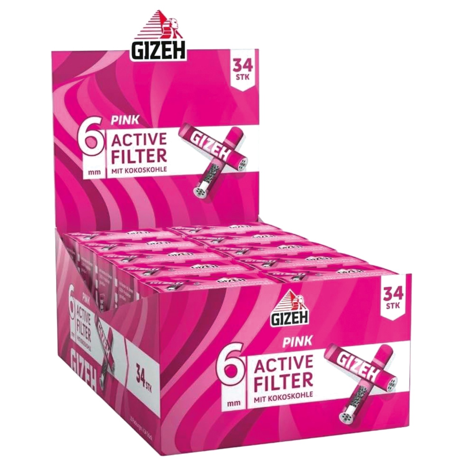 Gizeh Pink Aktive Filter 6mm 34 stück. (10er-Packung)