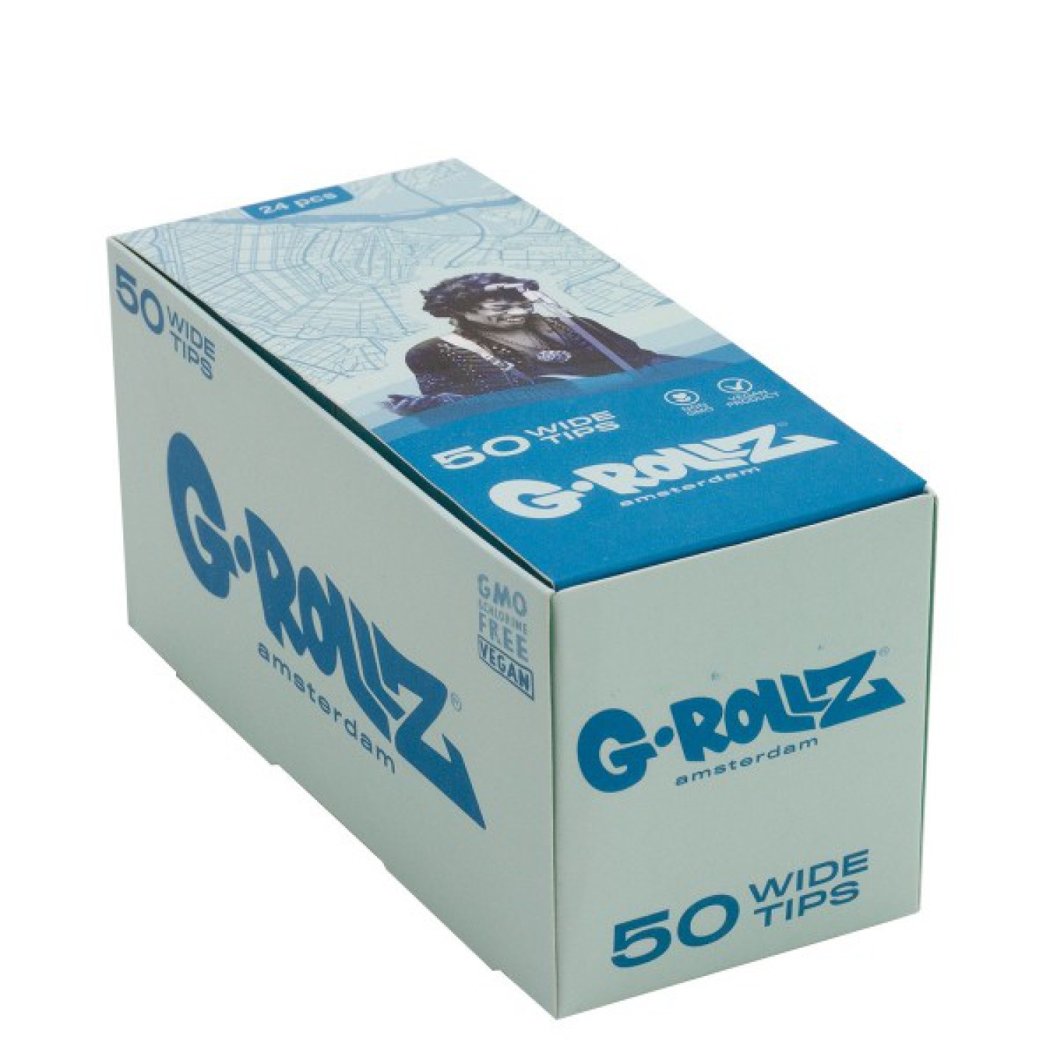 G-Rollz | Blaue Filterspitzen „Blue Spark“, 2,5 x 6 cm, 50 Spitzen, Buch 24/Display