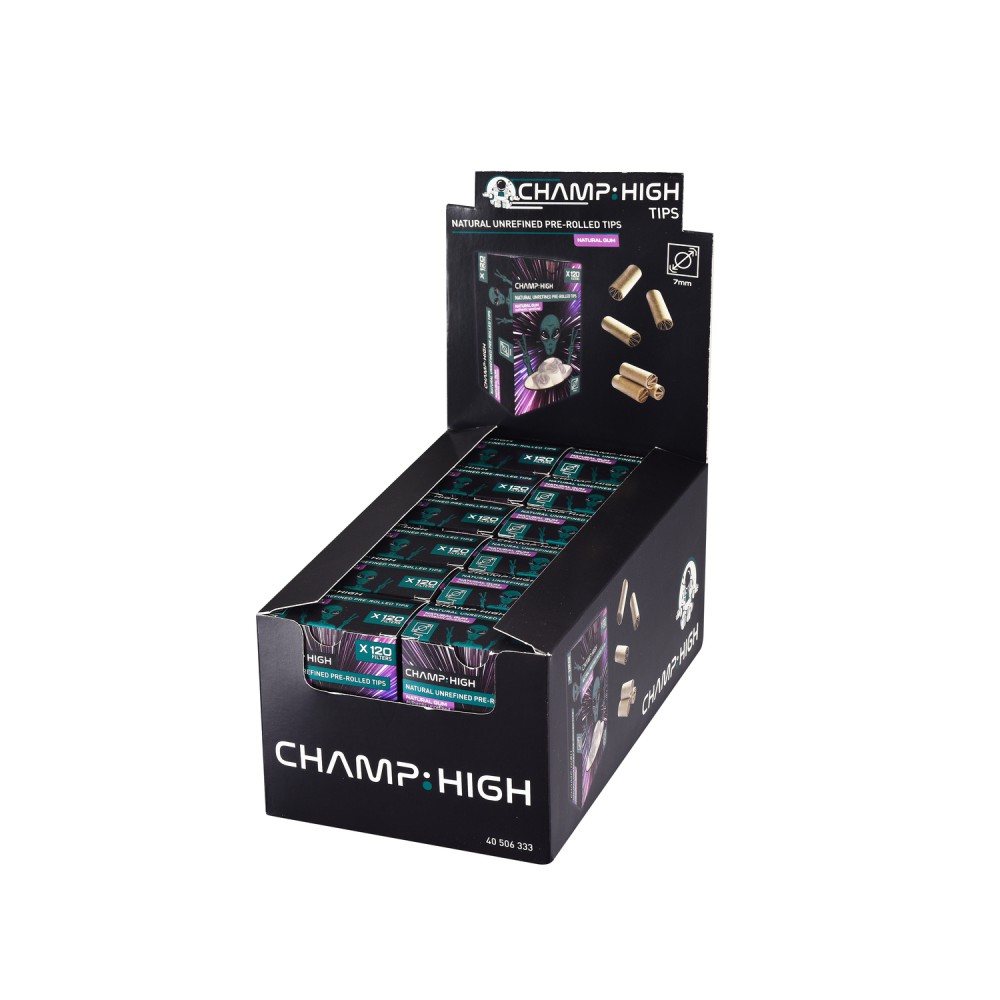 Champ:High Natural Unrefined Pre-Rolled Tips Natural Gum120 Filter a Schachtel 12er Box