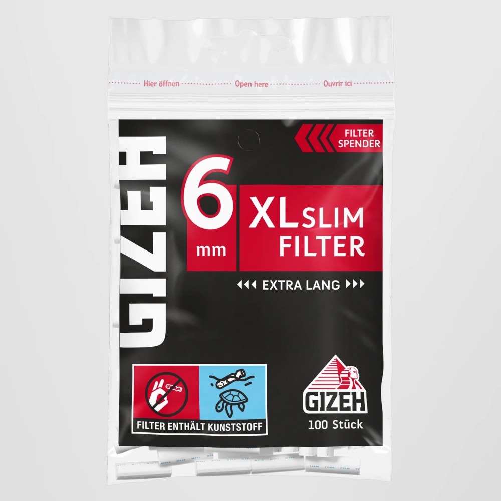 Gizeh Klebefläche XLSlim Filter Extra Lang Black 6mm ( 20er Beutel Box) 100 Stück 