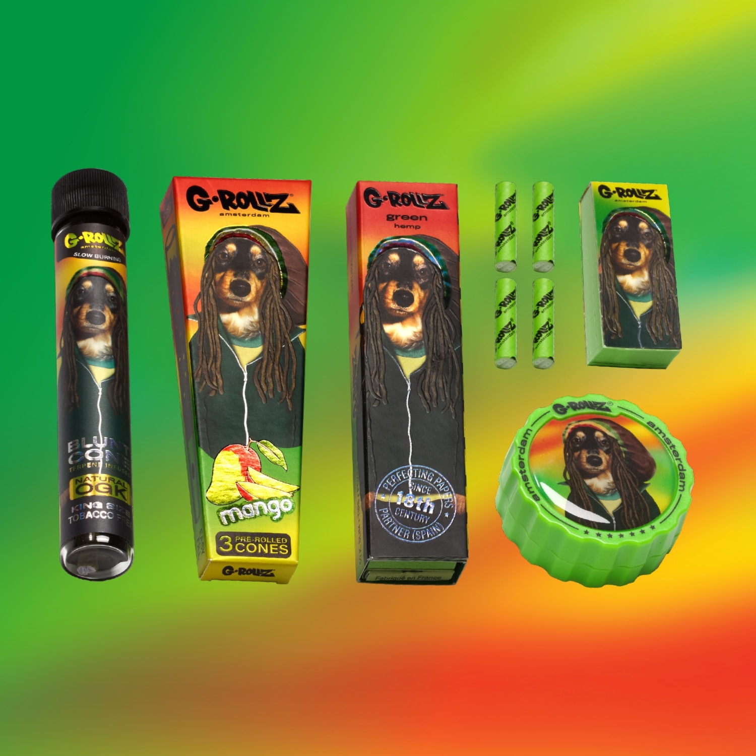 G-Rollz | Gift Box XS "Reggae" – 11-Piece Premium Smoking Kit
