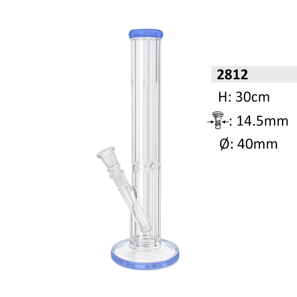 Glasbong mit Eis und Mundstück | Höhe: 30 cm, Ø: 40 mm, Schliff: 14,5 mm