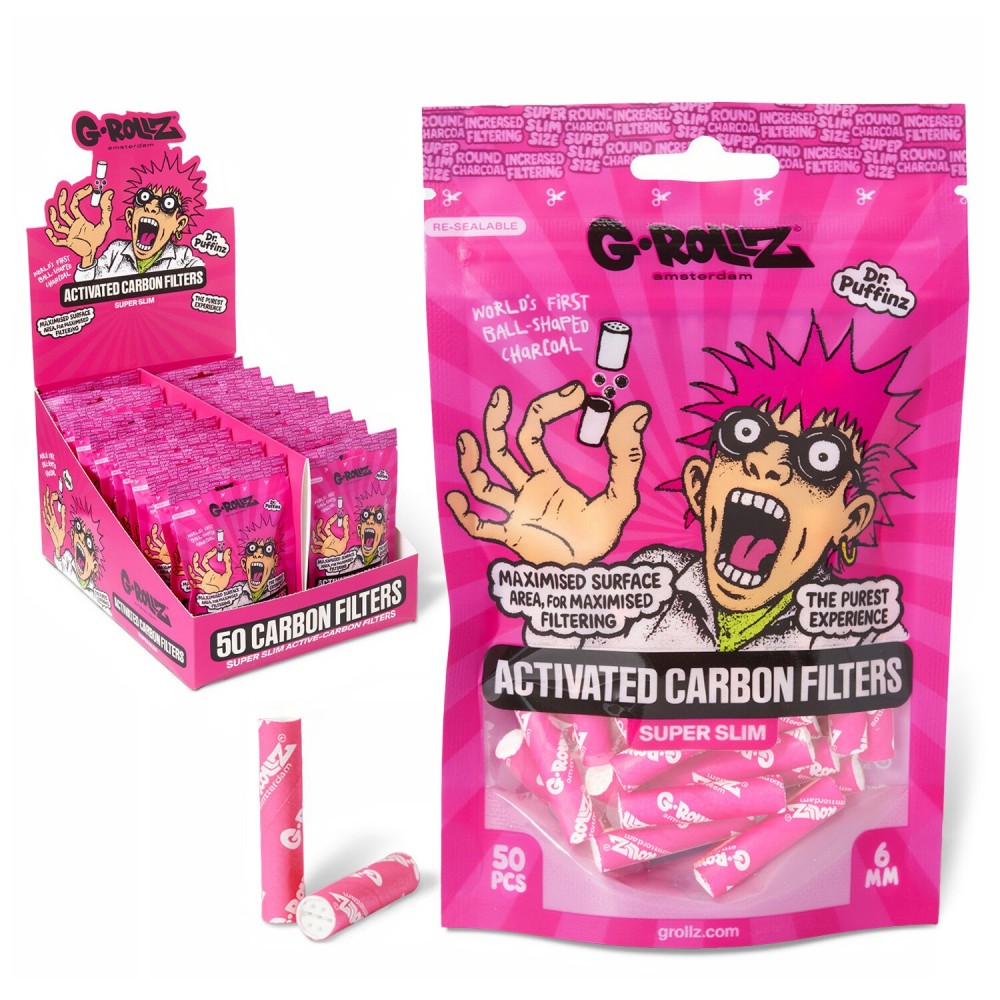 G-Rollz | Activated Carbon Filters - Ø6mm Pink, Pack of 50pcs (24 Packs per Display)