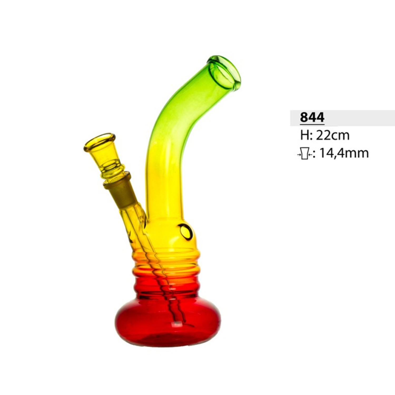 Bullet Glasbong | Reggae Farbe | H: 22cm Socket: 14,5 mm Ø: 28 mm 
