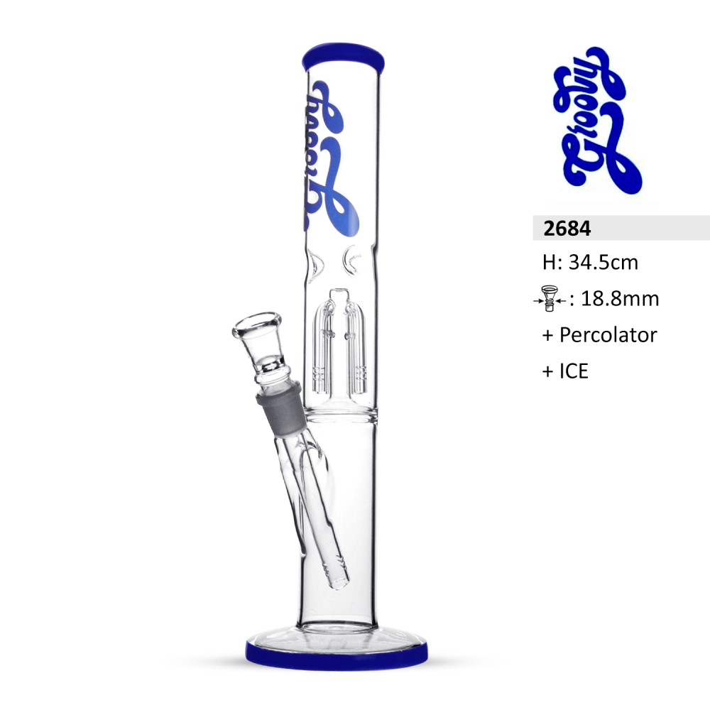 Glasbong Groovy mit Perkolator und Eis | H: 34,5cm Schliff: 18,8mm