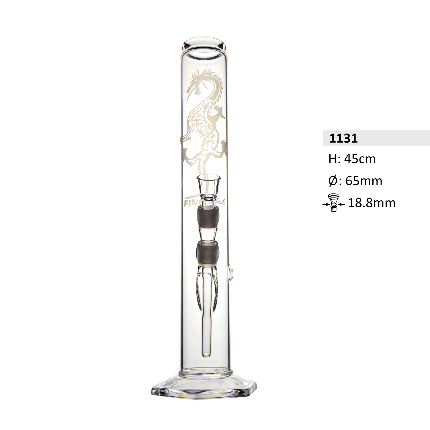 Glassbong kickloch. 65mm.45cm. 18,8 schl. Fine Art