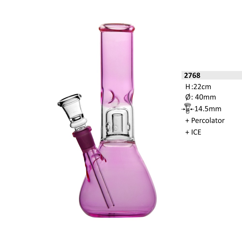 Glasbong mit Eis und Perkolator | H: 22cm Schliff: 14,5mm Ø: 40mm