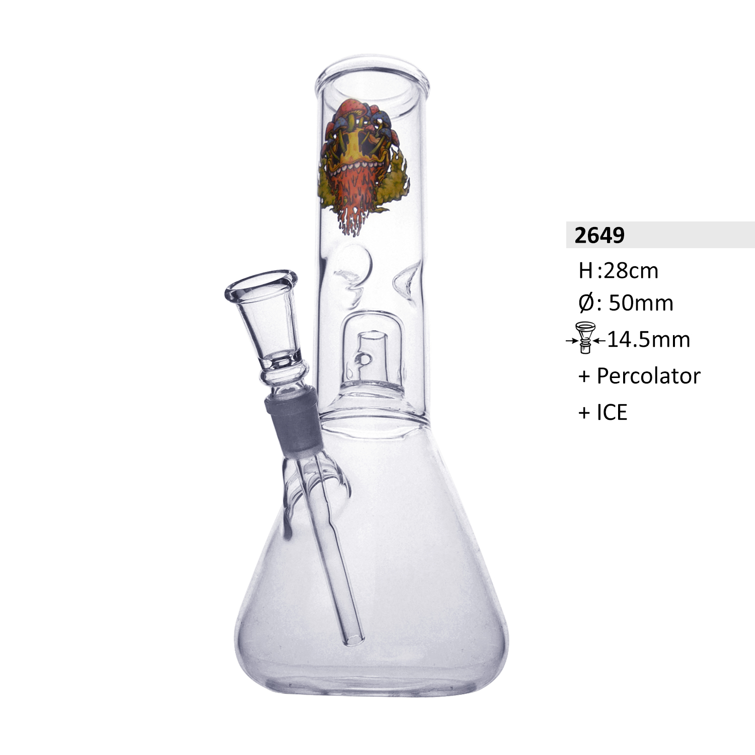 Glow Glasbong mit Perkolator und Eis | H: 28cm Schliff: 14.5mm Ø: 50mm 