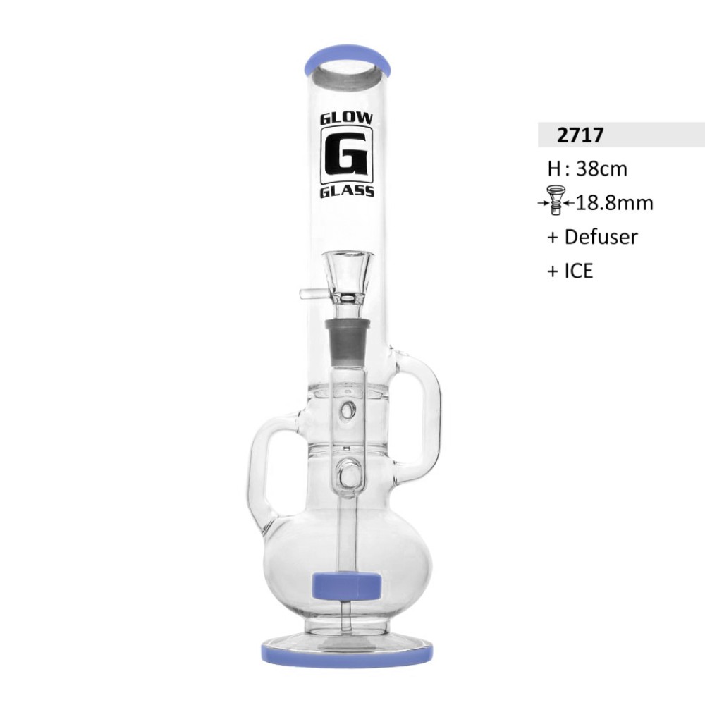Glow Glasbong  with Diffusor und Eis | H: 38cm Schliff: 18,8mm
