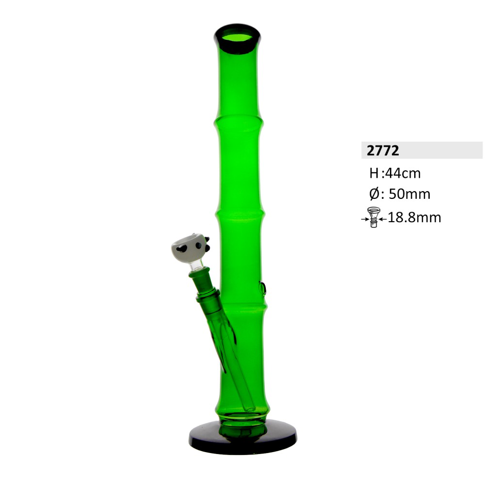 Bambus Glasbong mit Glaschillum und Pandakopf | H: 44cm Schliff: 18,8mm