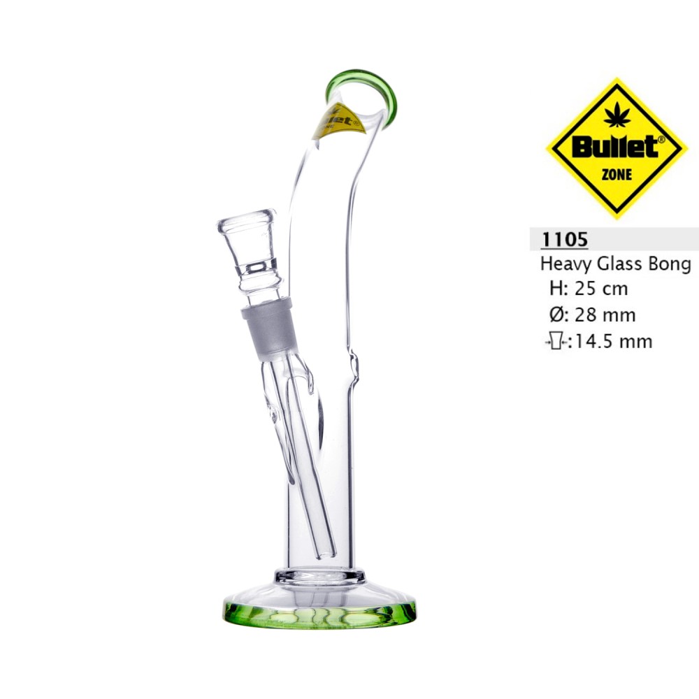 GL.Bong Zylin.28mm 25cm.14,5mm green lineon base