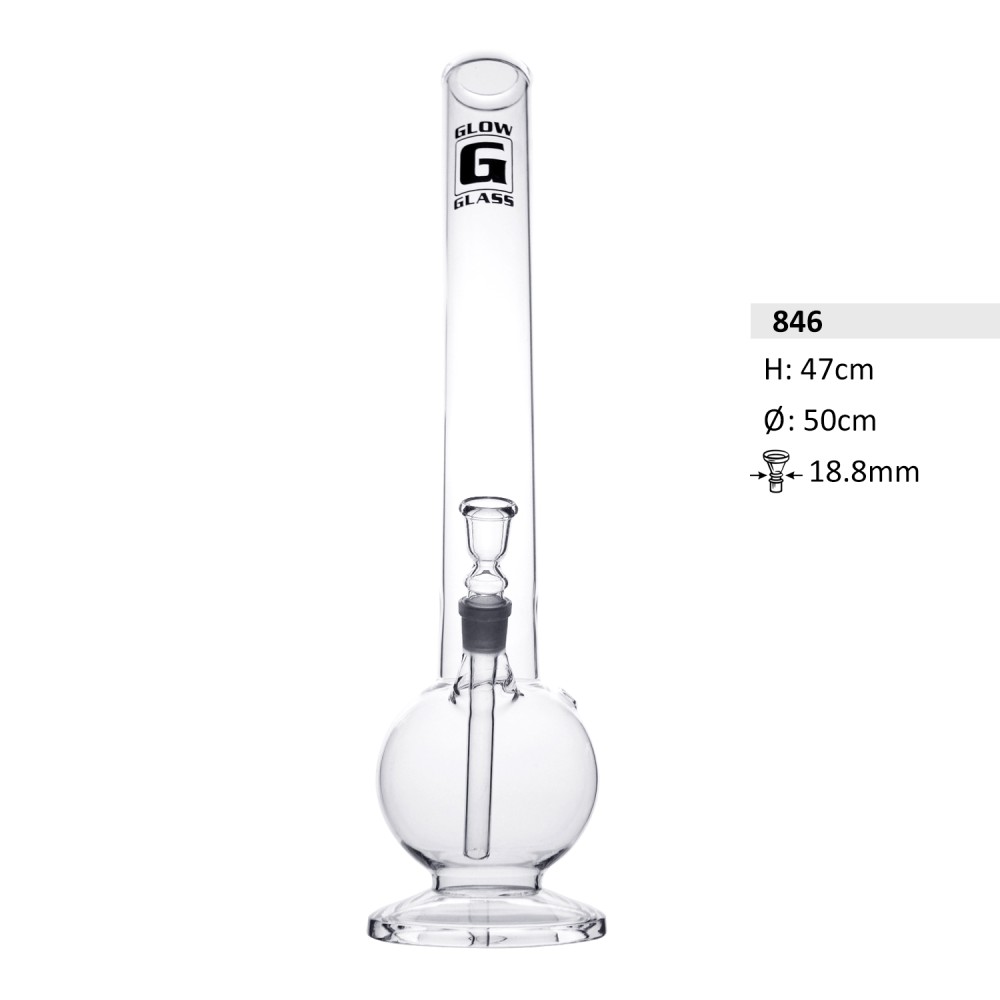 Glasbong  Zylinder Bauch  47cm hoch, Schliff : 18,8mm  Ø=50mm