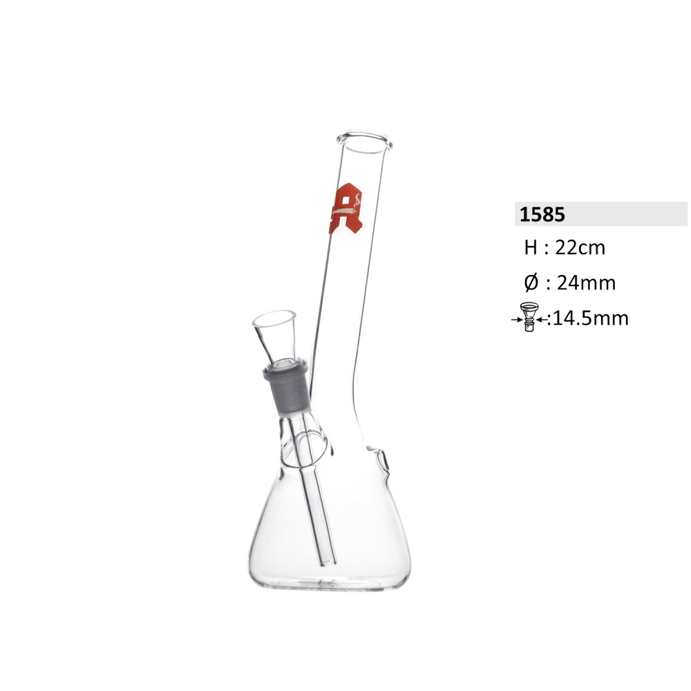 GlasBong Apothek gebogen mit konischem Kugel H:22cm Ø:24mm Schl.:14,5mm