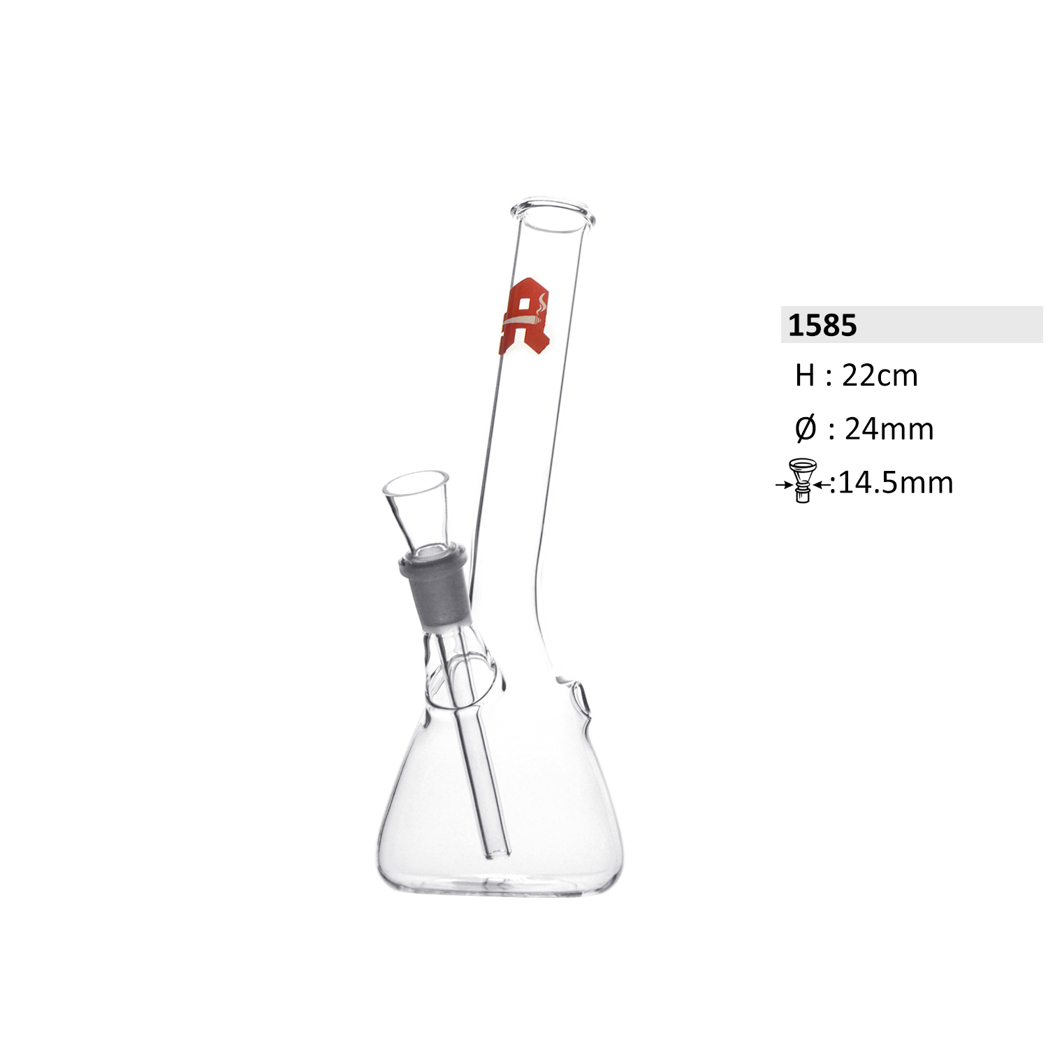 GlasBong Apothek gebogen mit konischem Kugel H:22cm Ø:24mm Schl.:14,5mm