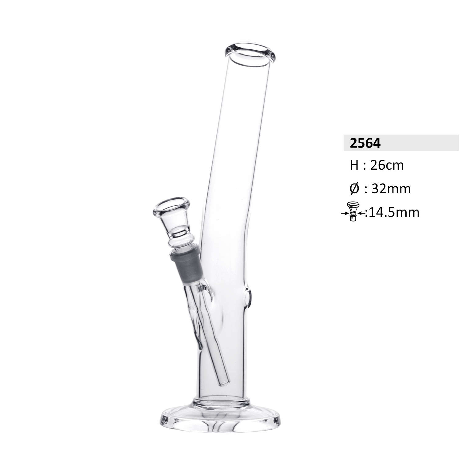 Bullet Zylinder Glasbong gebogen H: 26cm Ø: 32mm Schliff: 14,5mm