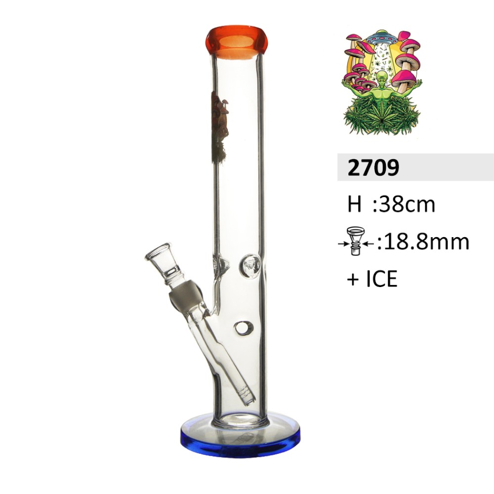 Glasbong Honeycomb mit Perkolator und Eis | Glasstärke: 5mm, H: 38cm, Schliff: 18,8mm