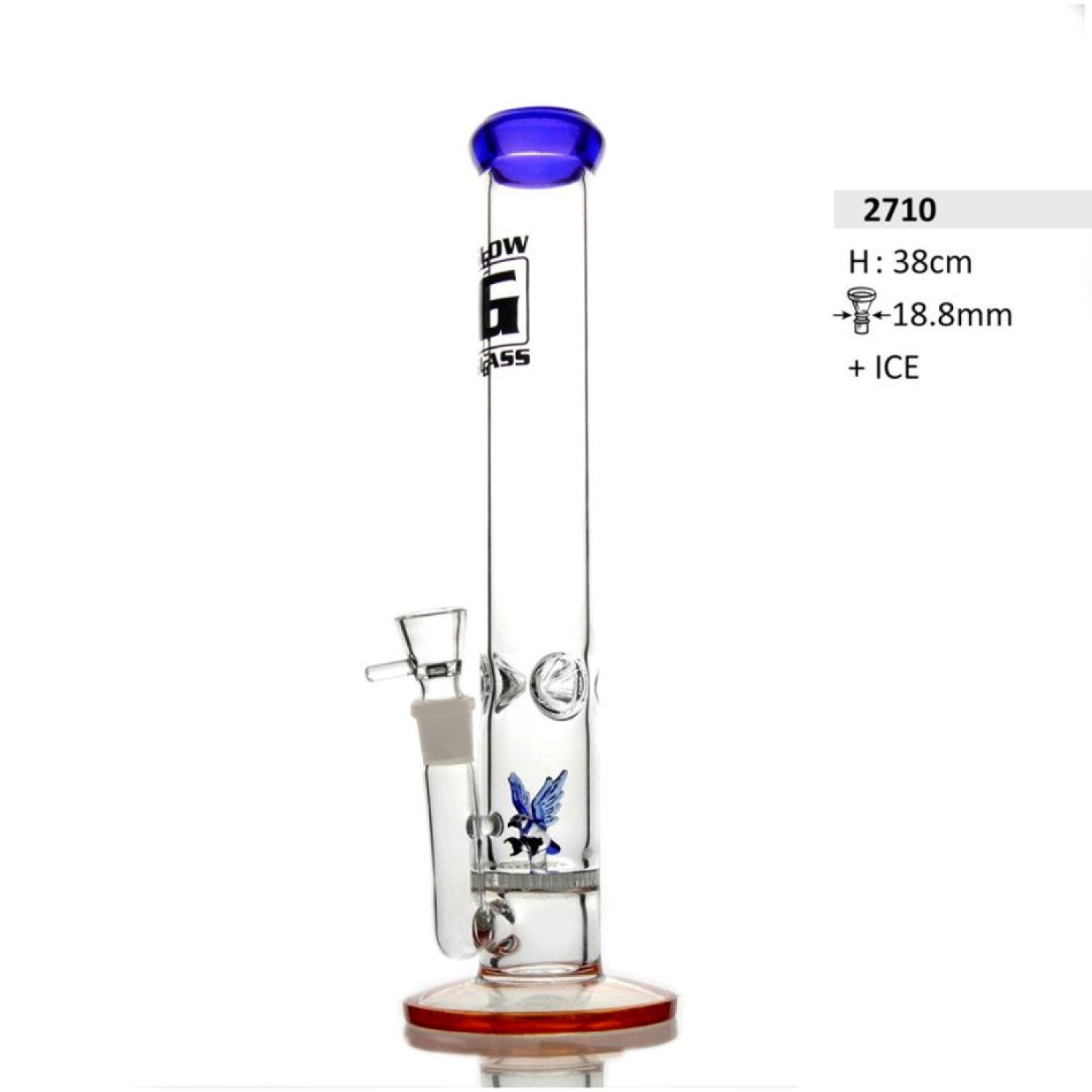 Glow Glasbong Honeycomb mit Perkolator und Eis | Glasstärke: 5mm, H: 38cm, Schliff: 18,8mm