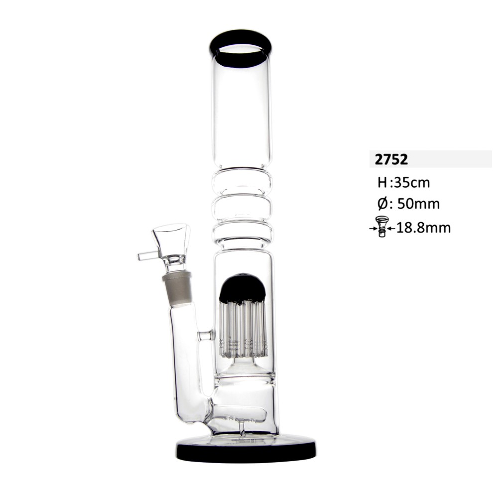 Glasbong mit 8-Arm-Perkolator und Glaschillum | H: 35cm Schliff: 18,8mm Ø: 50mm