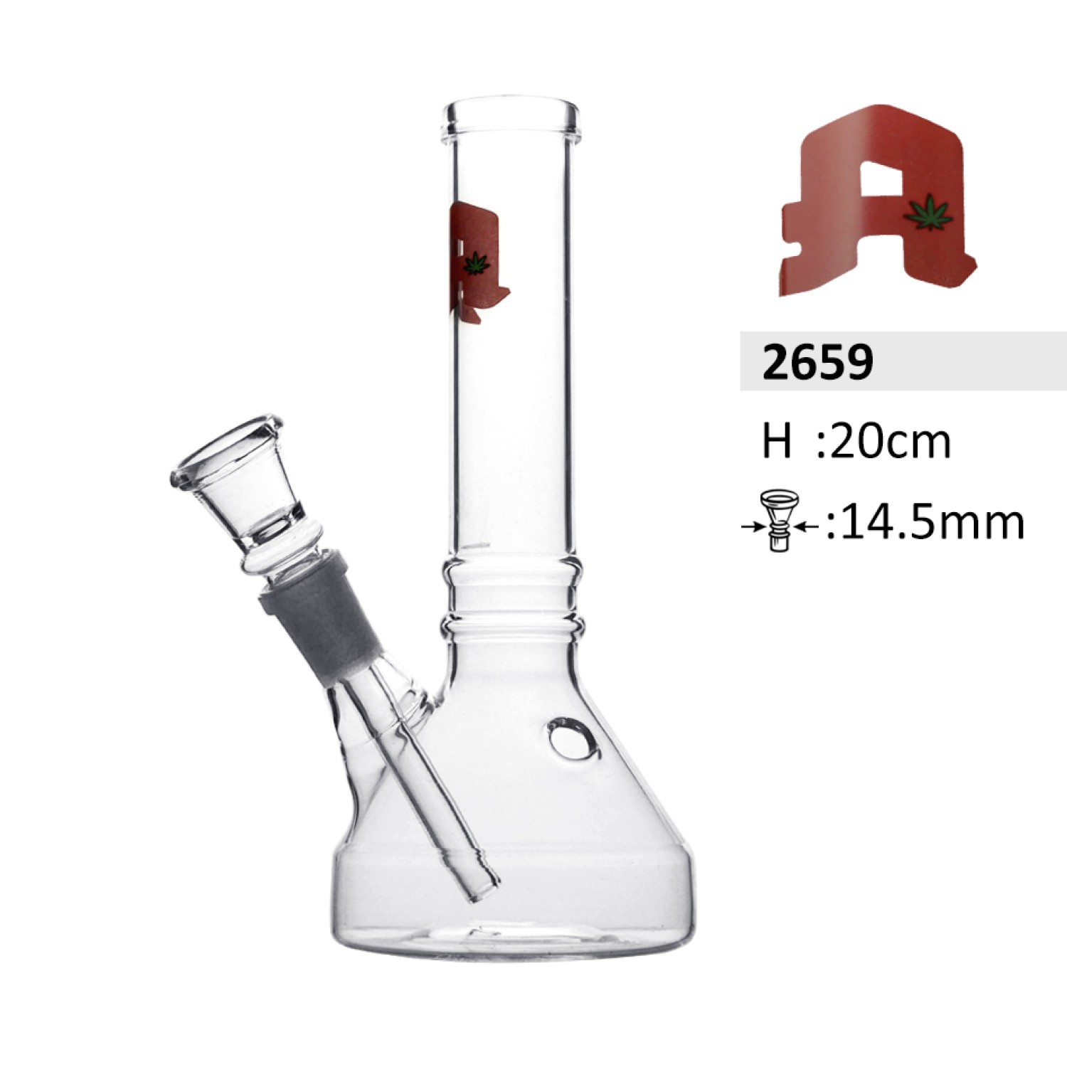 Glas Bong Apothek 20cm,2 ringe 14,5m