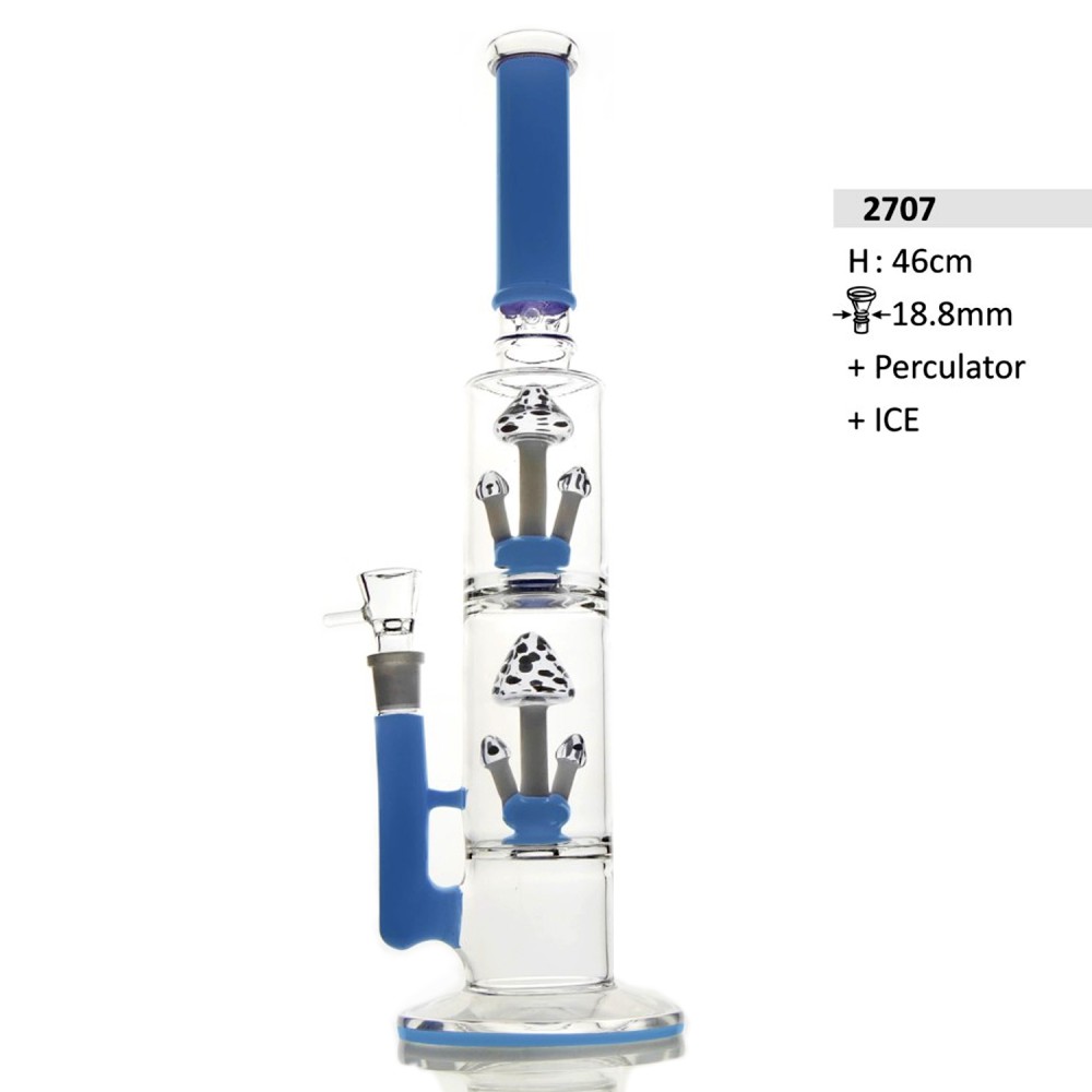 Schwer Glasbong mit 2 x Perkolator und Eis | H: 46cm, Schliff: 18,8mm