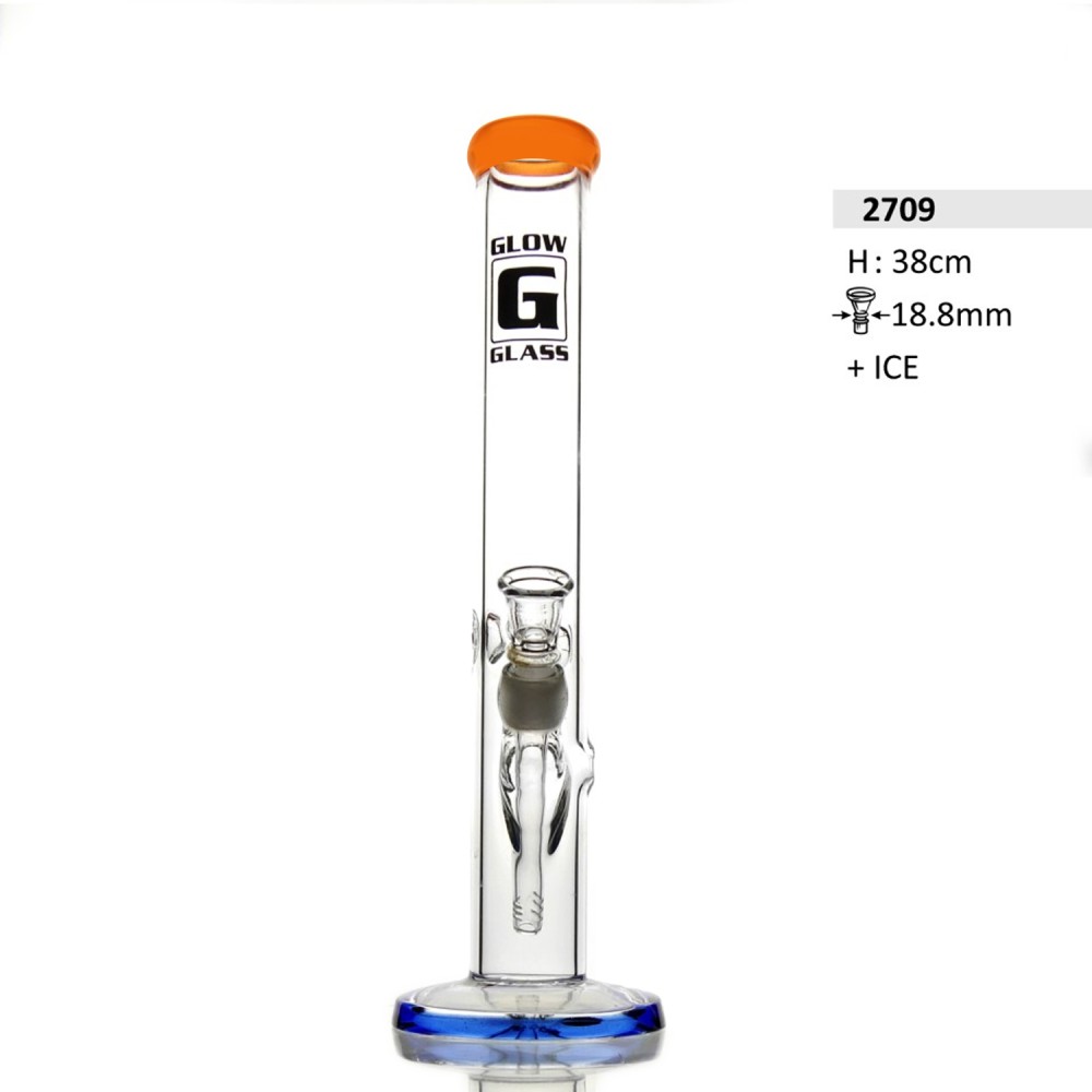 Glow Glasbong Honeycomb mit Perkolator und Eis | Glasstärke: 5mm, H: 38cm, Schliff: 18,8mm