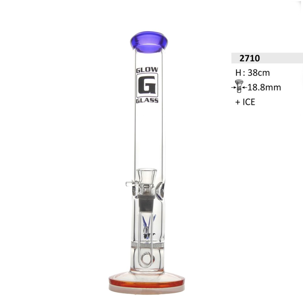 Glow Glasbong Honeycomb mit Perkolator und Eis | Glasstärke: 5mm, H: 38cm, Schliff: 18,8mm