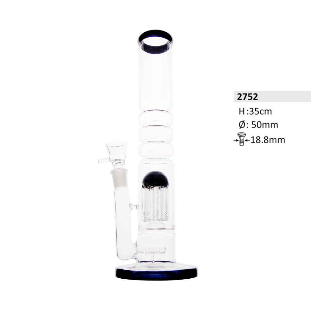 Glasbong mit 8-Arm-Perkolator und Glaschillum | H: 35cm Schliff: 18,8mm Ø: 50mm