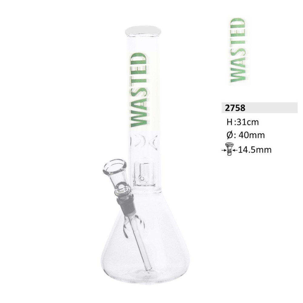 Glasbong Wasted mit Eis und Perkolator | H: 31cm Schliff: 14,5mm Ø: 40mm