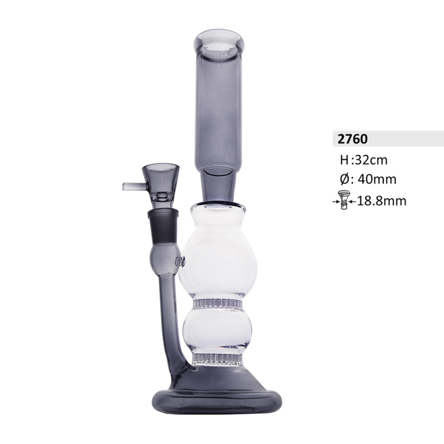 Glasbong mit Perkolator | H: 32cm Schliff: 18,8mm Ø: 40mm
