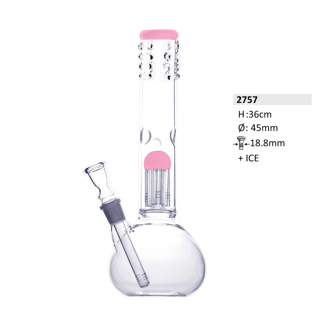 Glasbong Pink+eis+Stachel | H: 36cm Schliff: 18,8mm Ø: 45mm