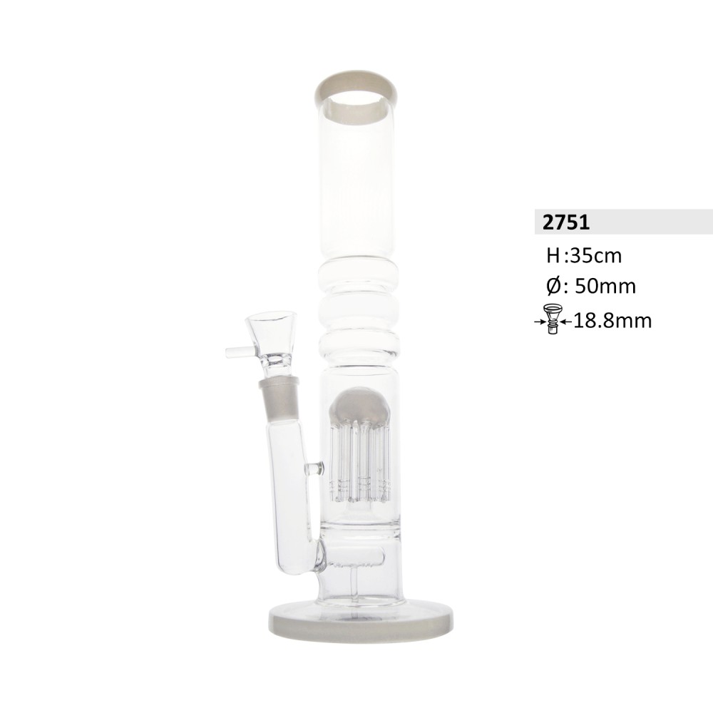 Glasbong mit Perkolator und Glaschillum | H: 35cm Schliff: 18,8mm Ø: 50mm