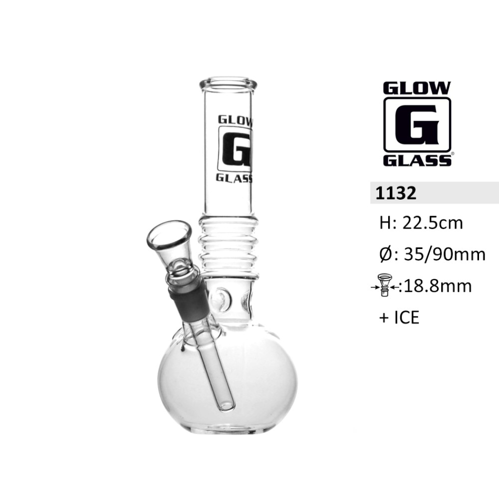 Glassbong mit 4 Ringe und Eis | H: 22.5cm Schliff: 18.8mm Ø: 35/90mm 