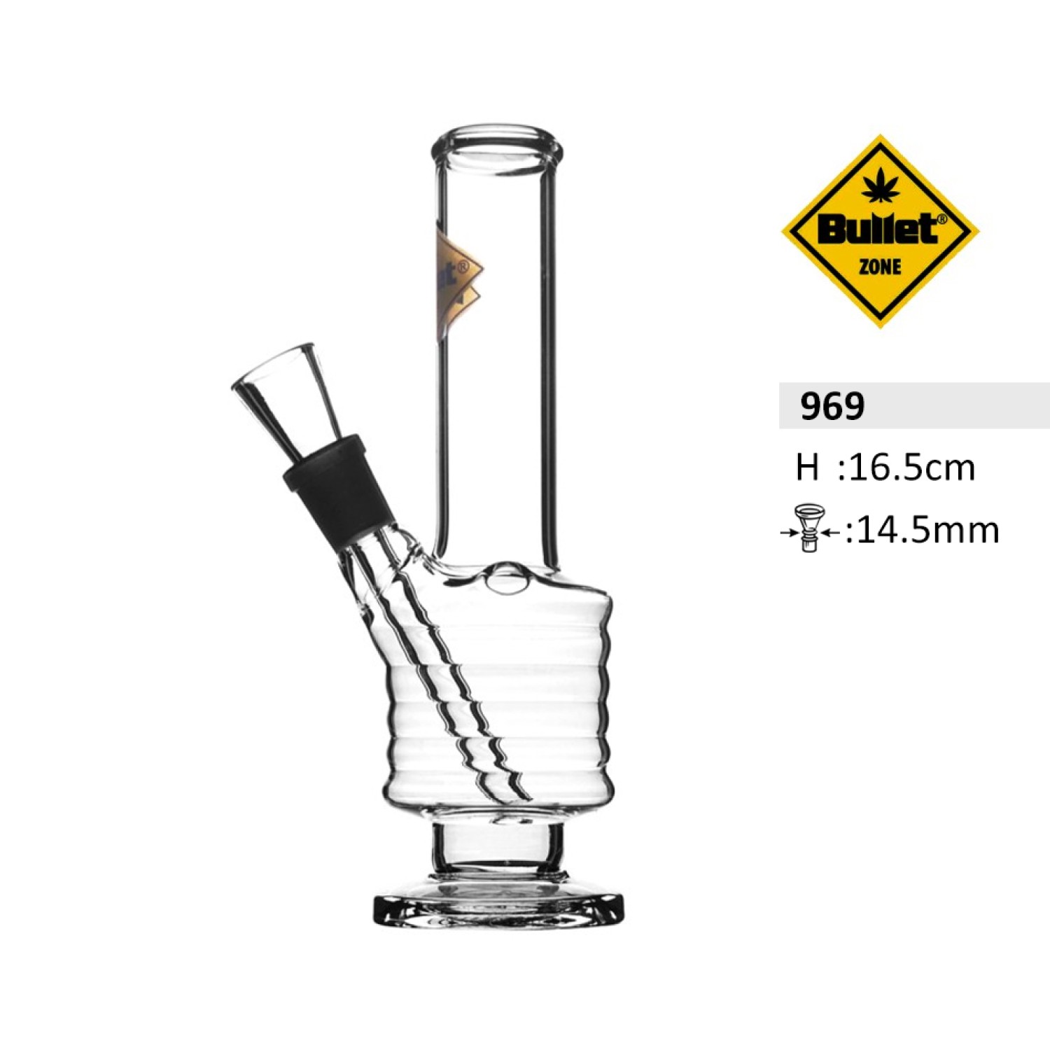 Bullet Zone GL. Bong 16,5cm. +6 ringe 14,5 mm