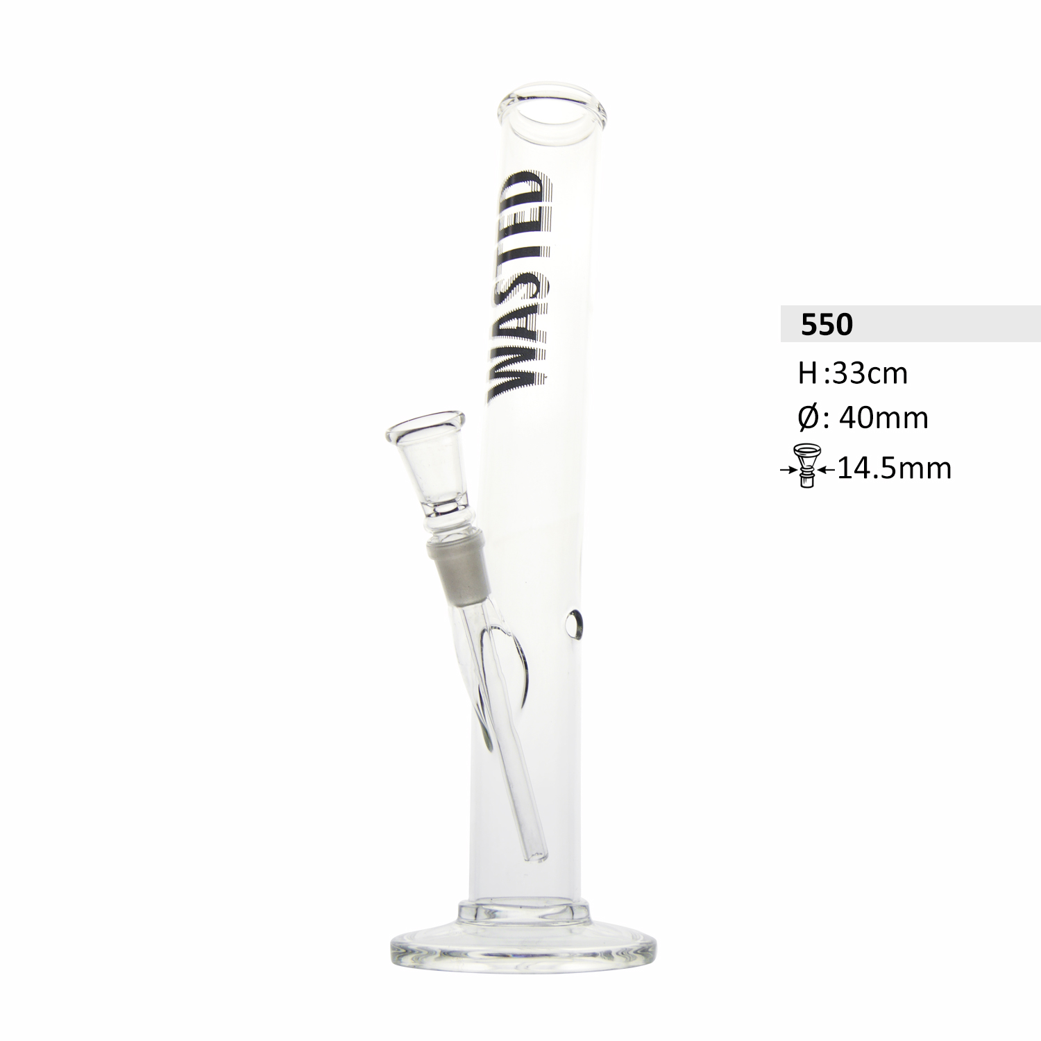 Wasted Glasbong | Zylindrische Form | Ø: 40mm H: 33cm, Fassung: 14,5mm