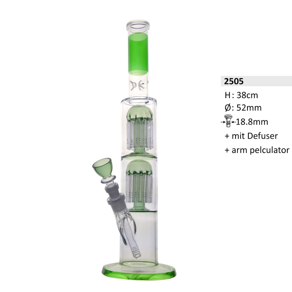 Bong Zylind 38cm.Green 2 x8 arm pelculator  52mm 18,8mm mit Defuser