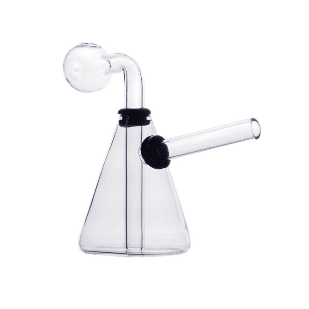 Schwere Glas-Ölbong | Konisch mit Gummi | H: 13cm
