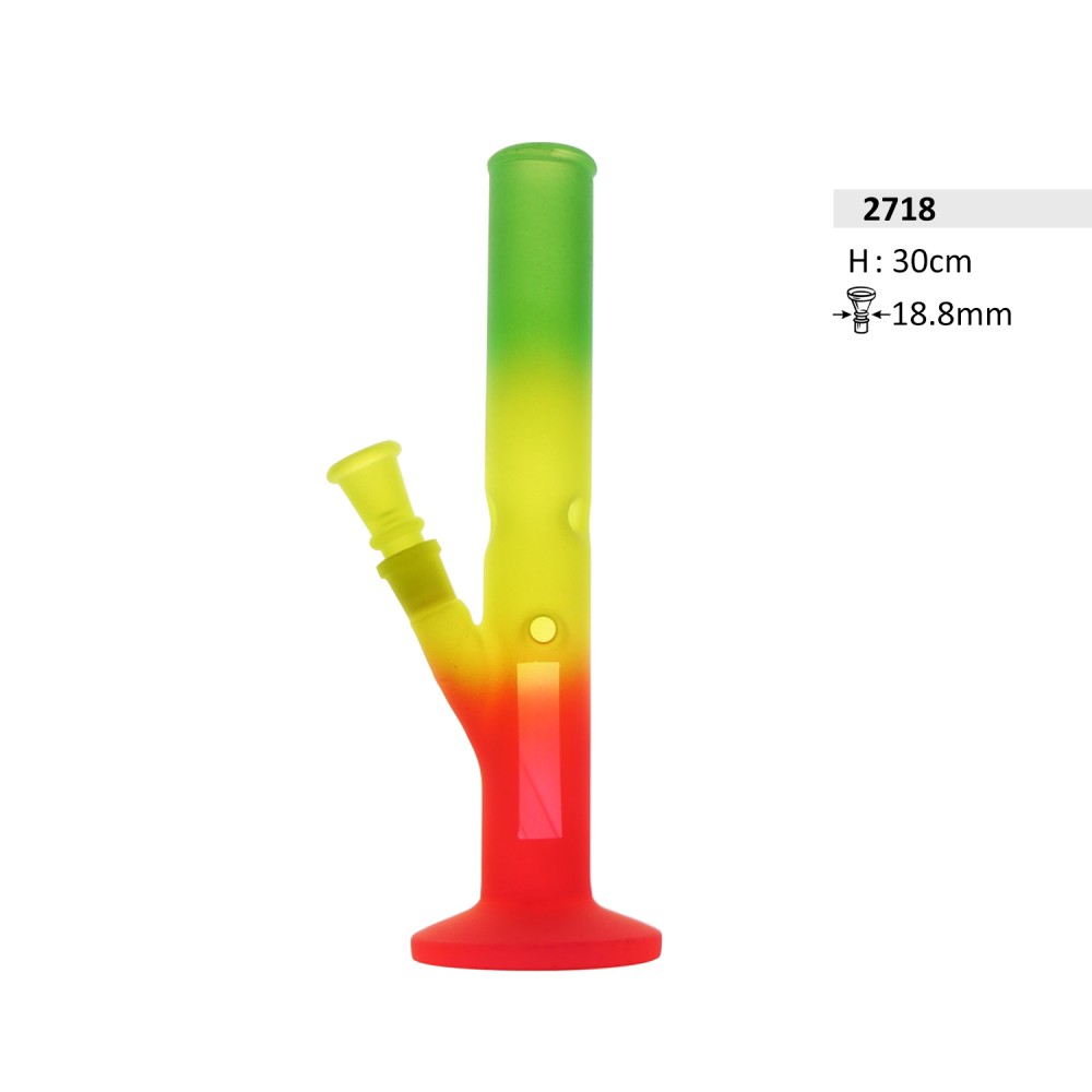 Glass Bong Rasta farbe mit Fenster H: 30cm Schliff: 18,8mm