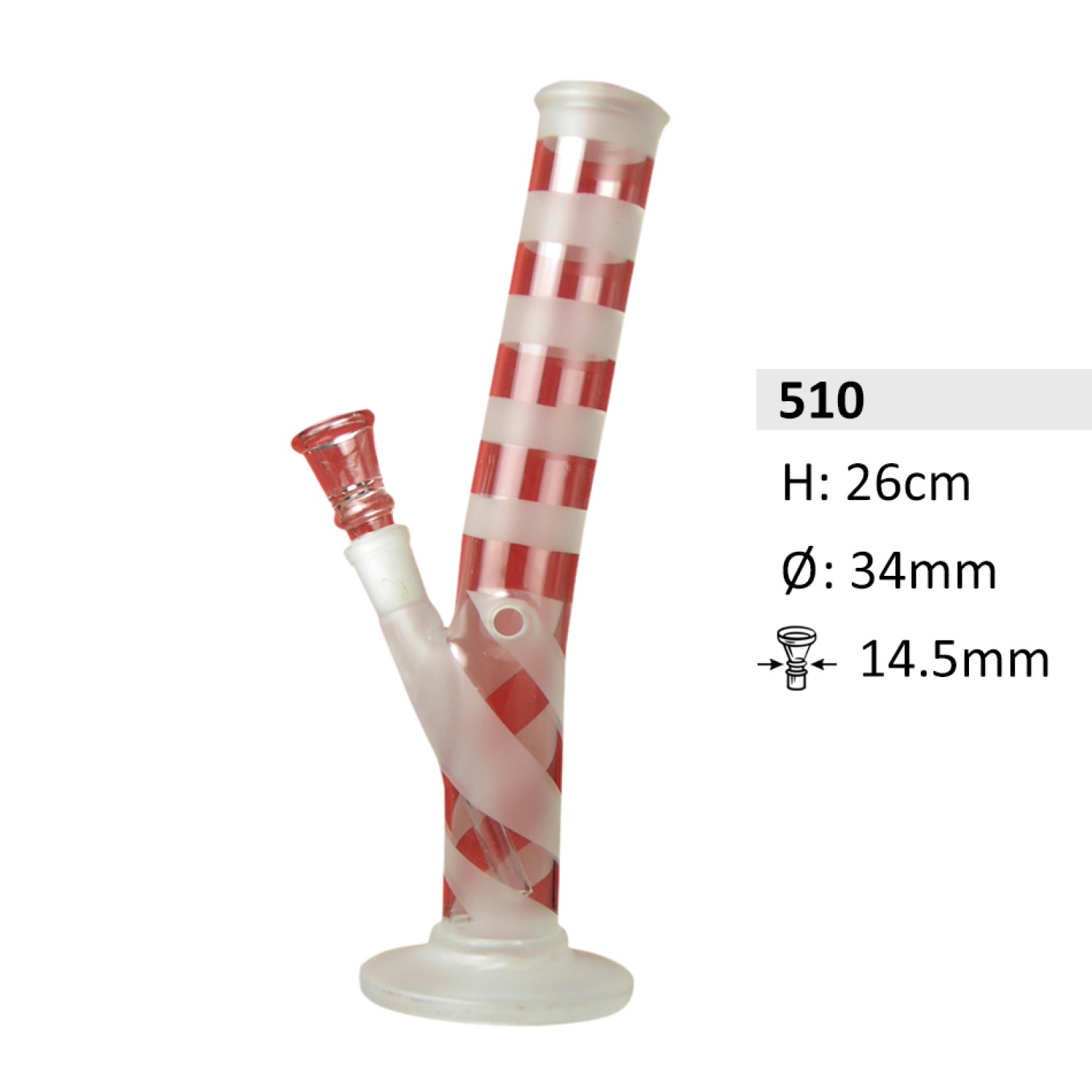  Sandglasbong | Zylindrische Form | H: 26cm Schliff: 14,5mm Ø: 34mm