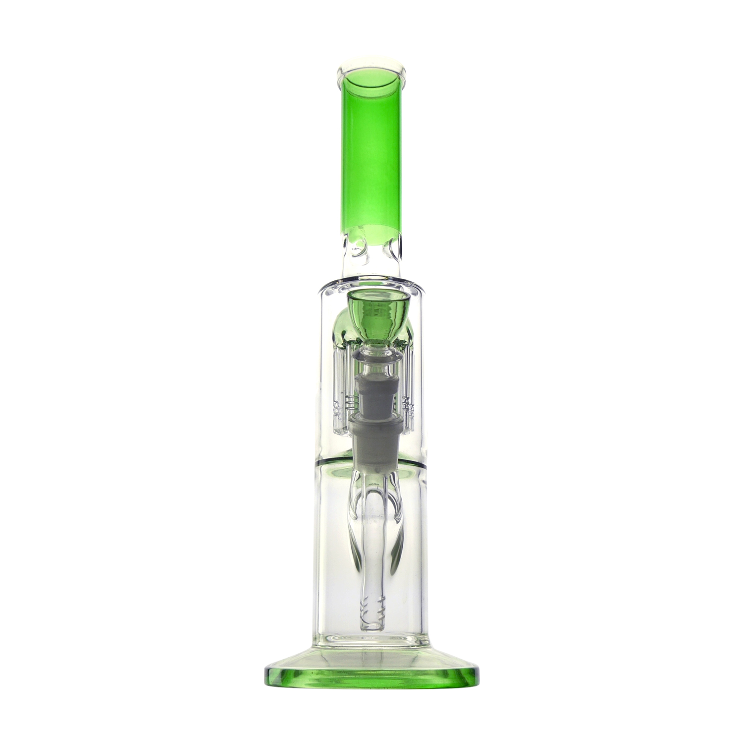 Glas Bong Zylinder  32cm.Green  8 arm pelcul. 52mm 18,8mm mit defuse