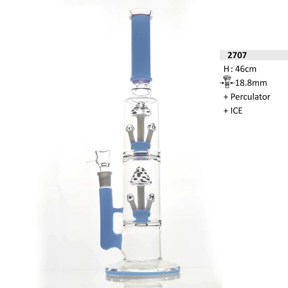 Glasbong schwer | H: 46cm. Sockel: 18,8 Schliff mit Doppelpilz Pelculator mit Eis | Lila Farbe